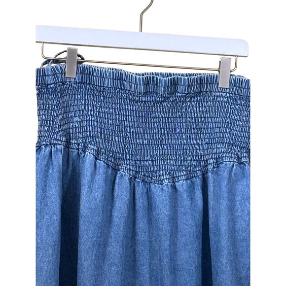 Vintage midi denim skirt, cottagecore, western, cowgirl, prairie, 70s throwback - Picture 3 of 5